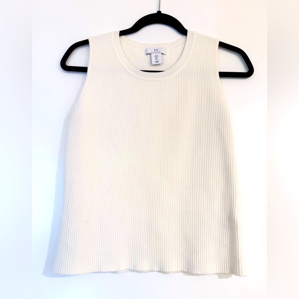 Halston White Knit Tank Top